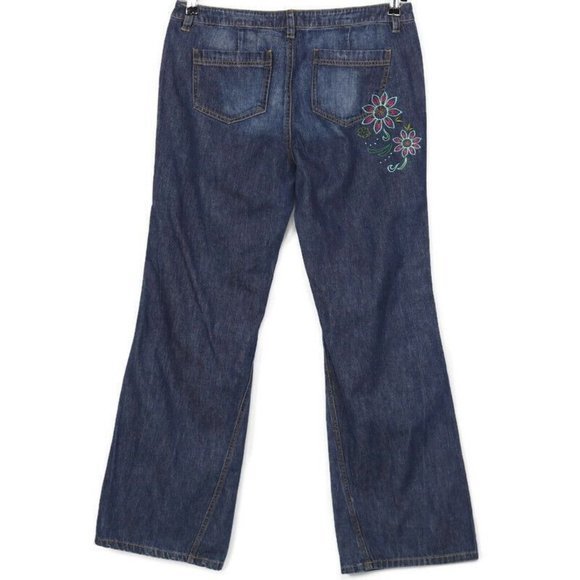 Jones Wear Bootcut Flare‎ Jeans Floral Embroidered 10 X 31 - Picture 1 of 10